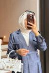 Soho Tensel Abaya Takım  Lacivert