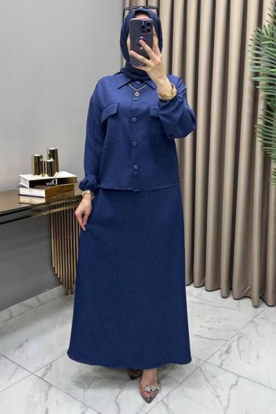 Ekin Ceket Etek Takım Lacivert