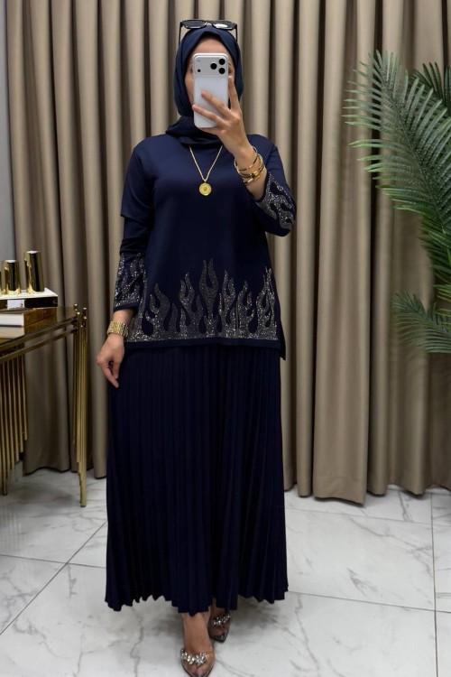 Feride Taşlı Takım Lacivert