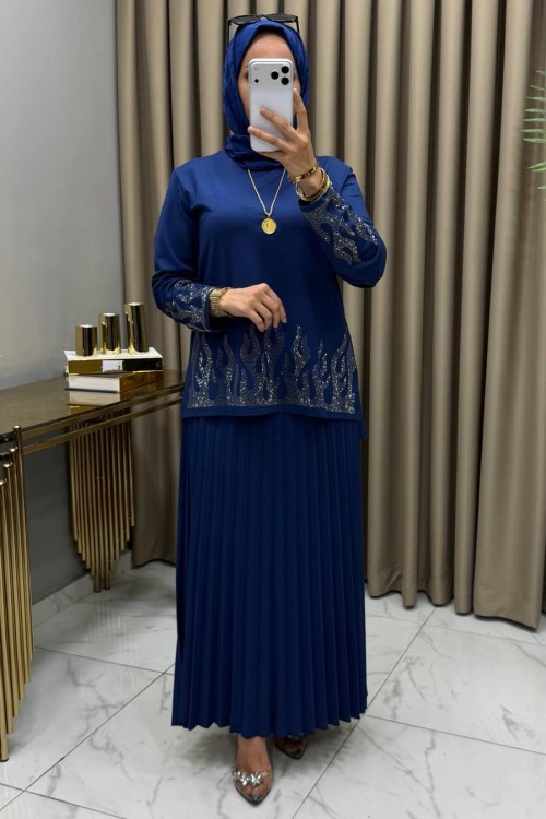 Feride Taşlı Takım İndigo