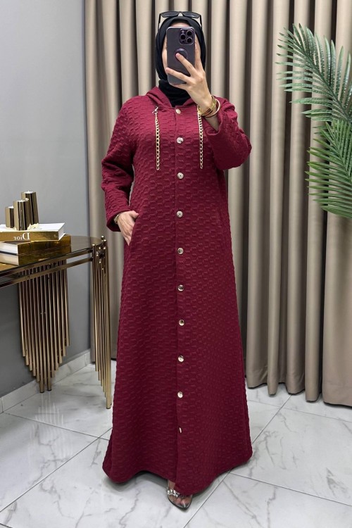 Ilgın Yün Kapitone Kaban Bordo