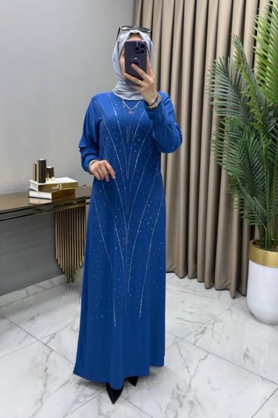 Işıltı Abiye Elbise İndigo