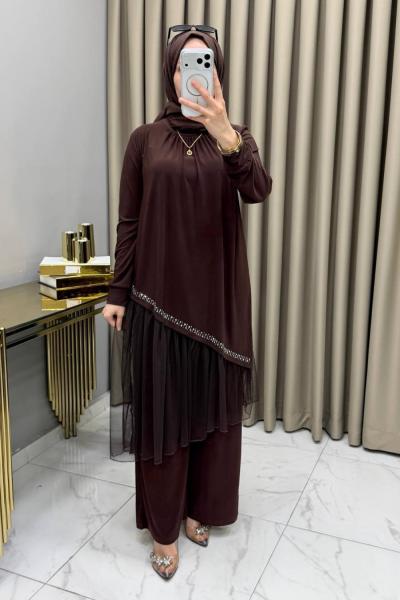 Tüllü Takım Kahve