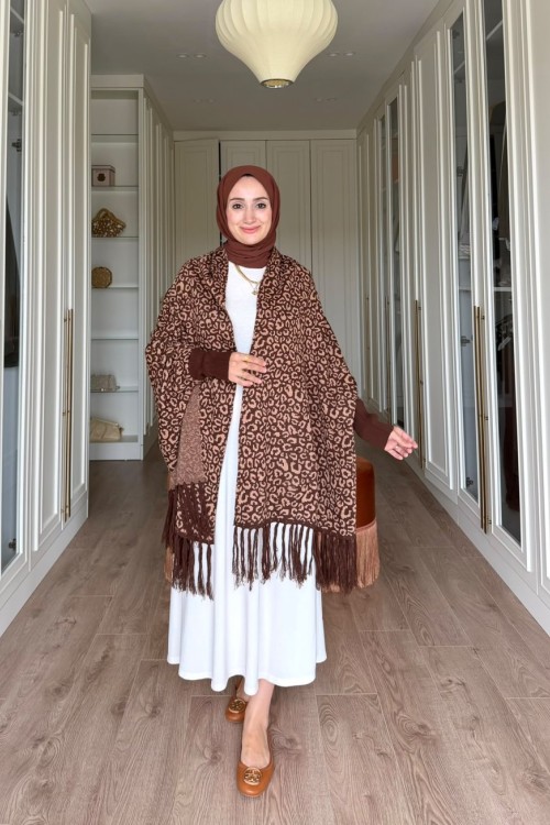 Ala Desenli Şal- Kahve