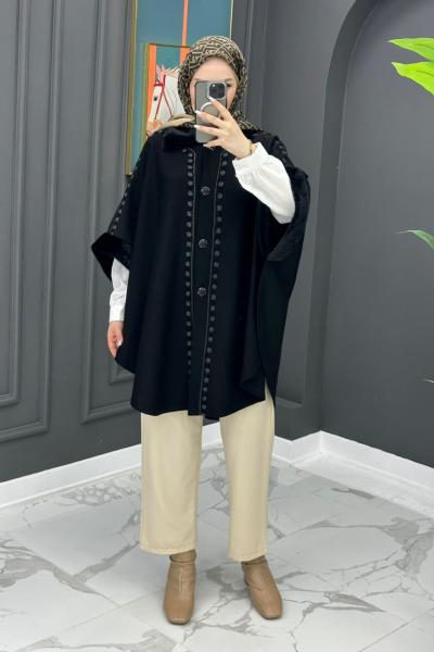 Çelik Örme Panço - Siyah