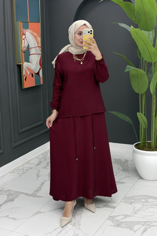 Ceyda Etekli Takım - Bordo