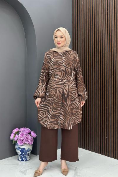 Dalga Desen Takım- Kahve