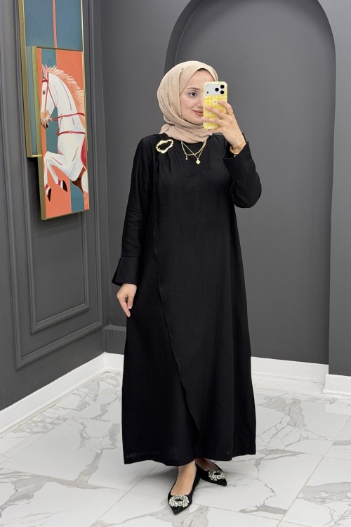 Dilşah Tokalı Elbise - Siyah
