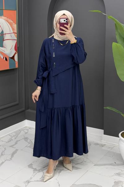 Gülseli elbise lacivert