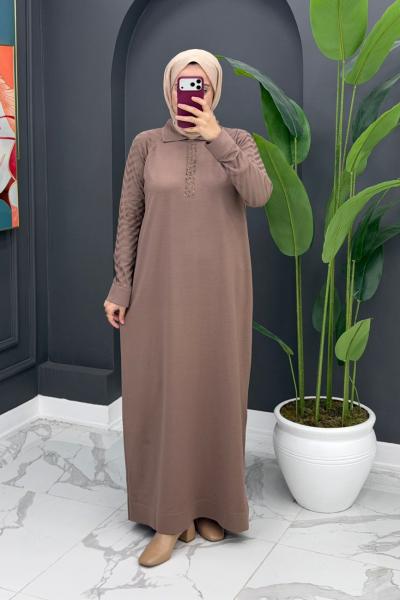 Gülten Merserize Elbise - Vizon