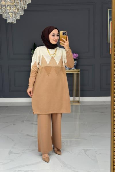 Mihriban triko takım - vizon