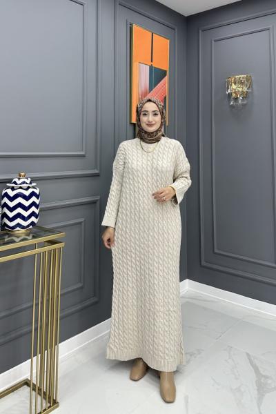 Örgü Elbise - Krem