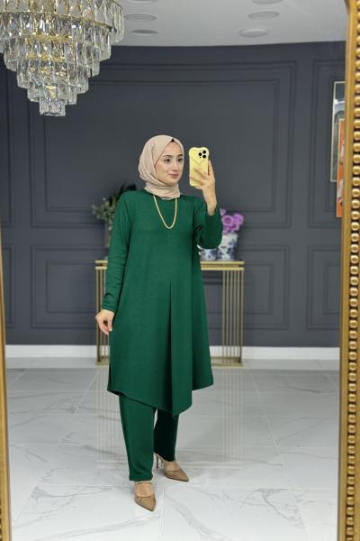 Sabire uzun tesettur takım - yeşil