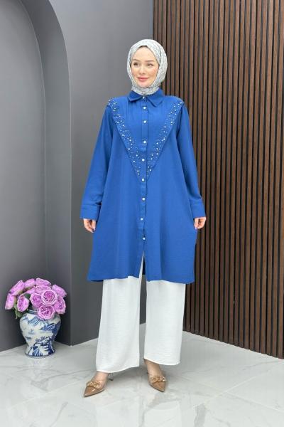 Taşlı Premium Tunik - İndigo