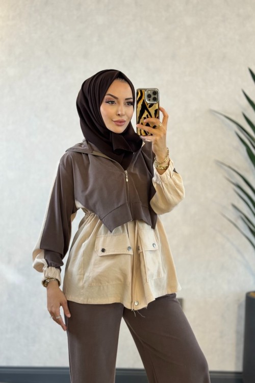 033 Lacoste Tencel Takım Kahve