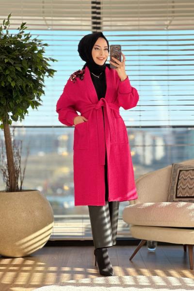 1002 Pullu Kaşe Kap Fuşya