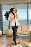 1005252 Tilki Tüylü Blazer Ceket Bej