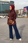 10835 Kendinden Çiçek Desenli Ceket Bordo