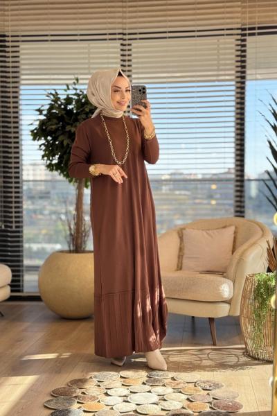 14052 Plose Triko Elbise Kahve