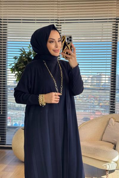 142 Kolsuz Elbise Üstü Hırka İkili Takım Lacivert