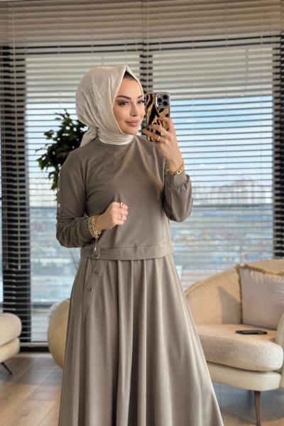 14455 Kol Cep Zımba Detay Etekli Takım Haki