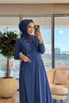 1514 Viona Yan Tokalı Sandy Elbise İndigo