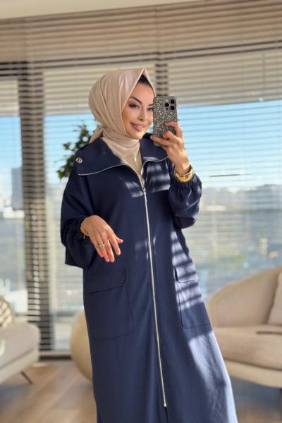 15225 Önden Cepli Ve Fermuarlı Kap Lacivert