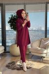 165 Omzu Düğmeli Triko Tunik Bordo