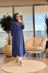 1735 Sandy Yarasa Kol Tunik İndigo