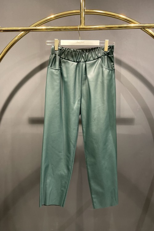 18135 Deri Pantolon Zümrüt
