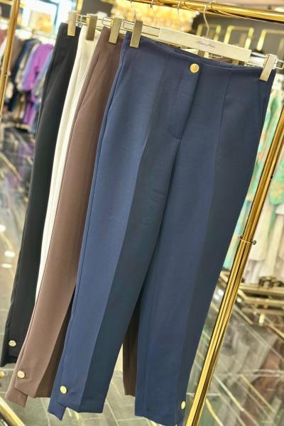 18277 Paçası Metal Düğmeli Pantolon Lacivert