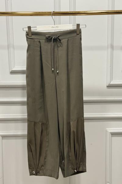 18287 Paçası Parça Ve Lastik Geçmeli Pantolon Haki