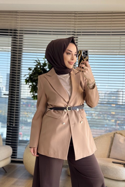 2028 Dört Düğmeli Ceket Bej