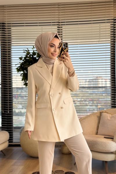 2028 Dört Düğmeli Ceket Latte