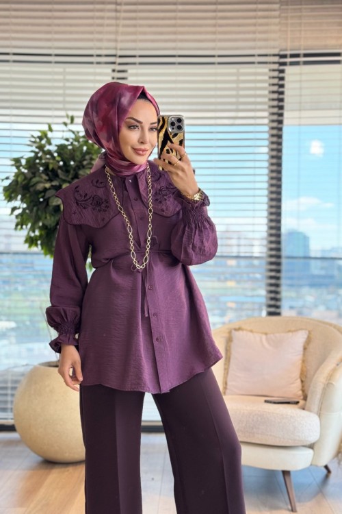 2029 Aden Gömlek Mürdüm