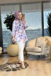 7033 Kumsal Batik Desen Tunik Lila