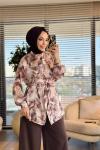 7033 Kumsal Batik Desen Tunik Kahve