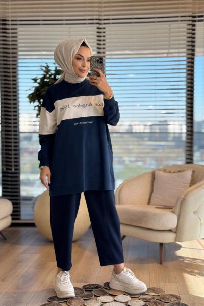 2046 Ön Los Angeles Yazılı Sweat Lacivert