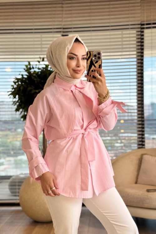 20759 Ön Parça Detaylı Gömlek Pembe