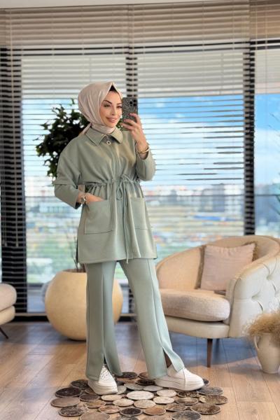 2121 Ön Bağcıklı Ve Cepli Takım Çağla