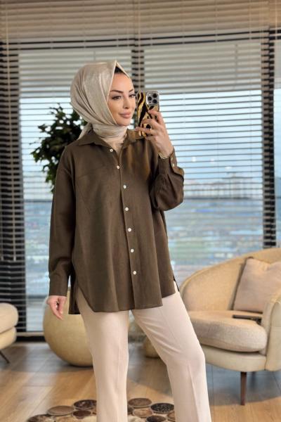 2126 Mess Keten Gömlek Haki