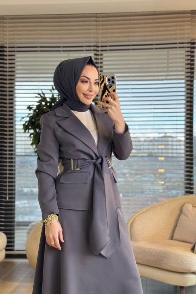 2194 İki Düğme Ceket Etekli Takım Antrasit