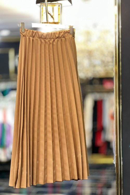 2209 Pliseli Etek Karamel