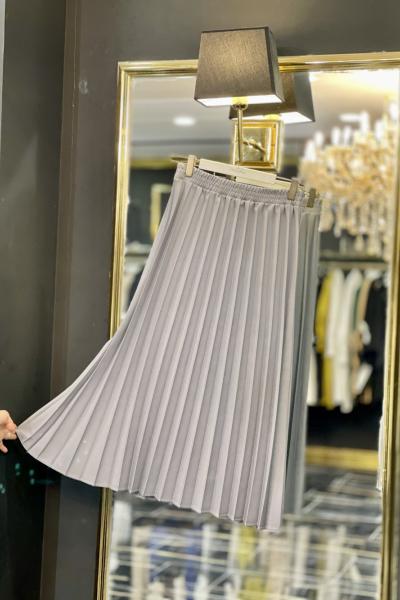 2209 Pliseli Etek Gri