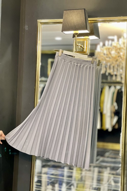 2209 Pliseli Etek Gri