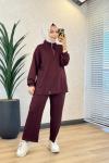 22748 Etek Ucu Metal Pat Fermuarlı Bordo