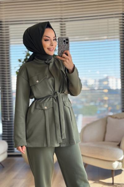 22764 Önü Dört Cep Kapaklı Takım Haki