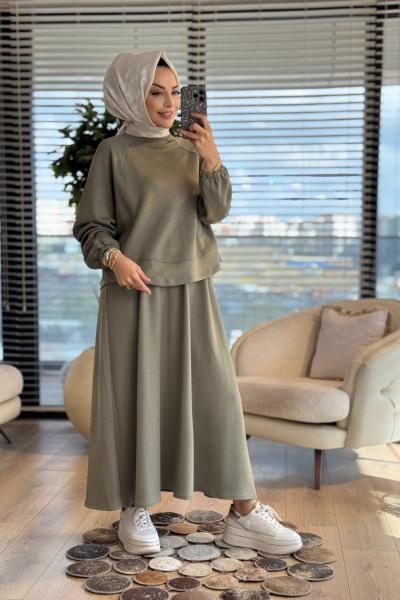 22779 Etek Ucu Parçalı Yarasa Kol Takım Haki