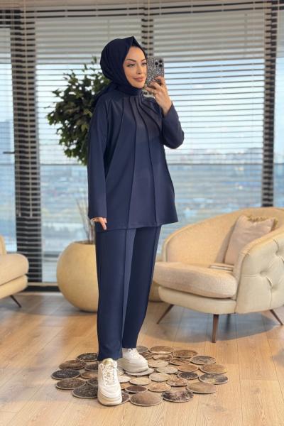 22813 Önü Nervür Dikişli Takım Lacivert