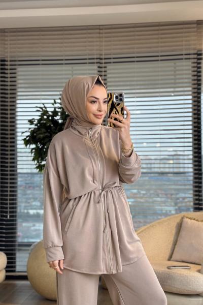 22839-5 Roba Parçalı Fermuarlı Takım Bej